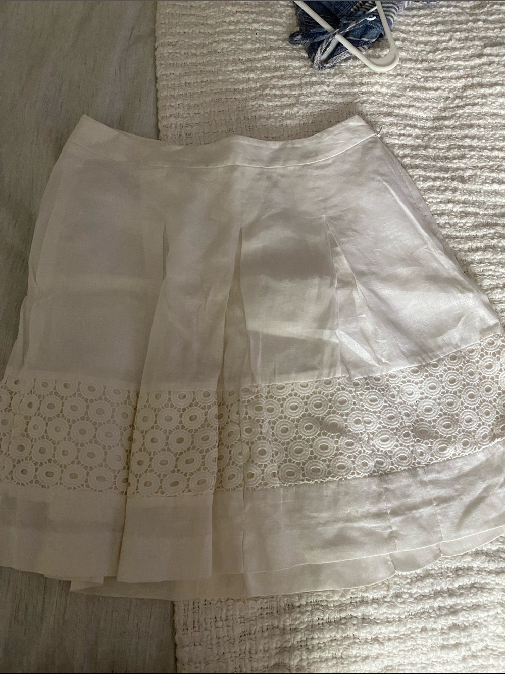 White Eyelet Panel A-Line Skirt